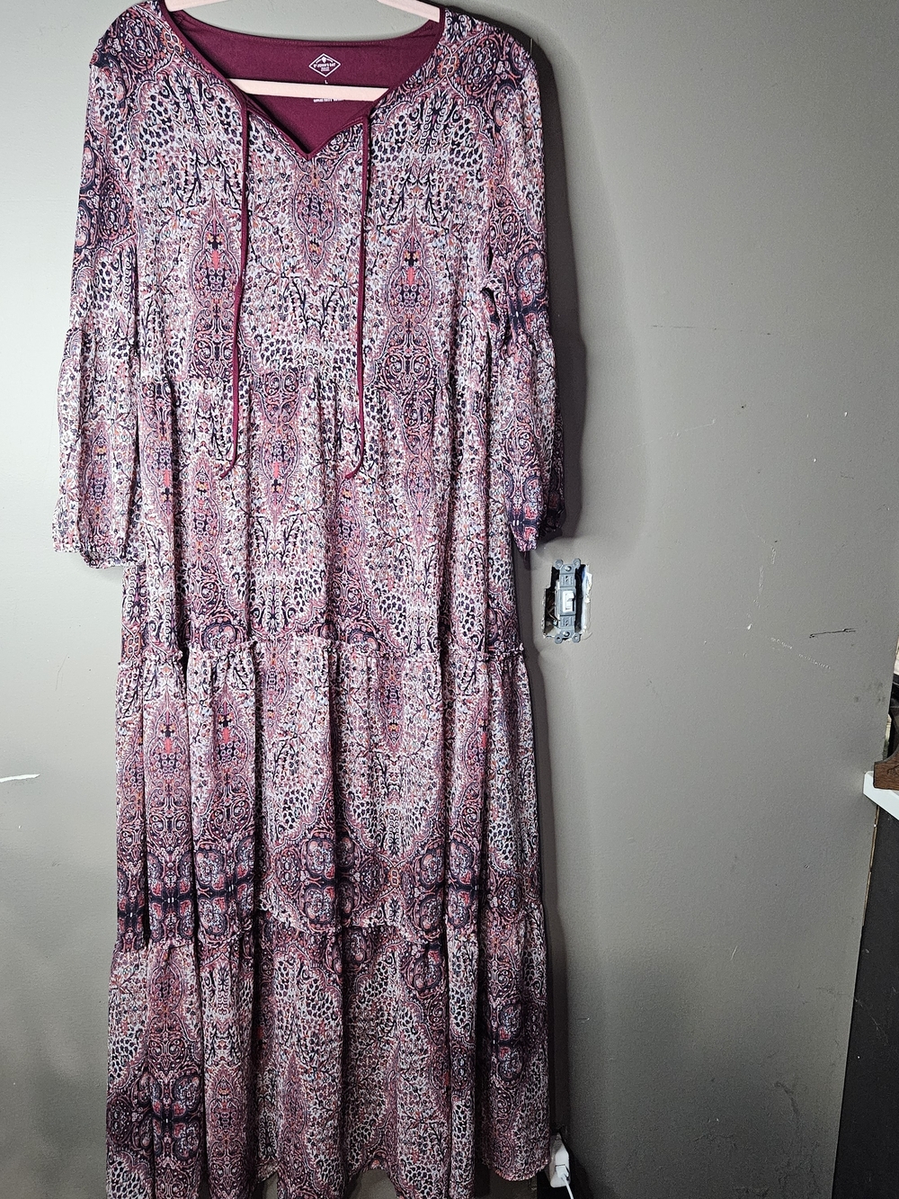 Bohemian Pink Paisley Tiered Maxi Dress - Relaxed Fit By St. Johns Bay Ptp 21"
